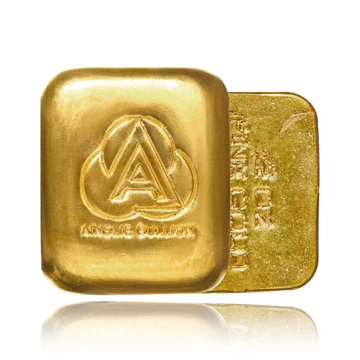 2oz ainslie gold bullionthis 2oz ainslie gold bar is a cast bar with each bar having a slightly unique surface pattern. each gold bar is struck with t...