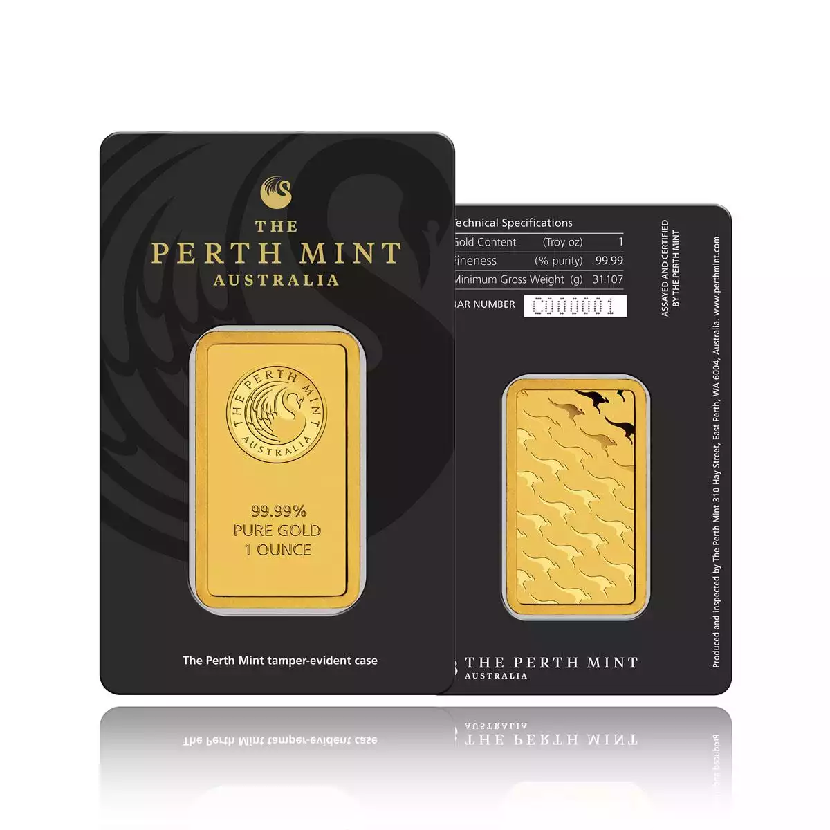 the 1oz minted gold bar, perth mint. the 1oz perth mint “minted” gold bars feature a new innovative tamper-proof display card. each bar is individuall...