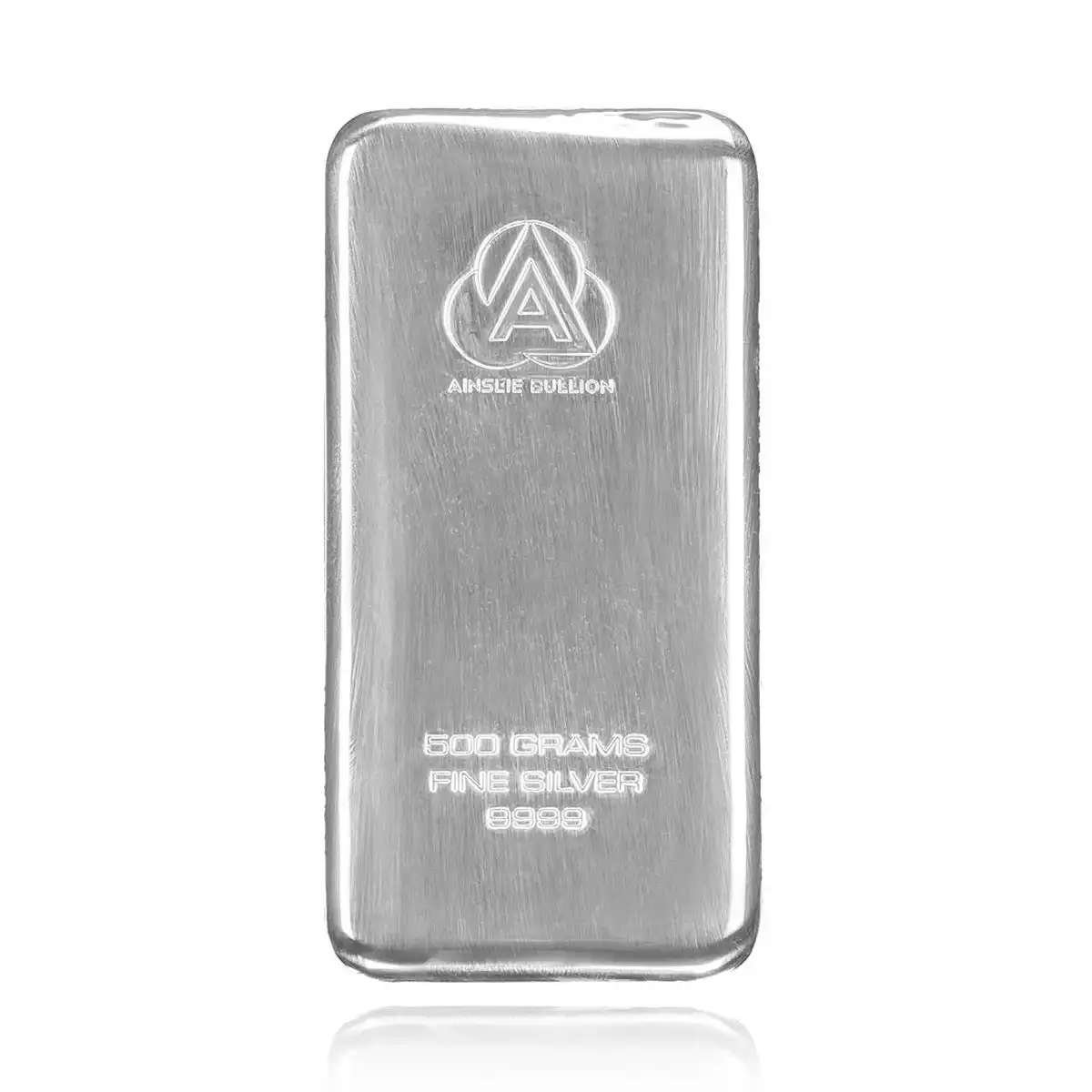 1/2kg ainslie silver bullion. the sleek dimensions combined with the smooth and shiny finish makes the 1/2kg cast bar a favourite amongst many investo...